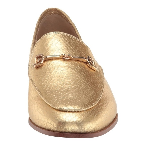 Sam Edelman Loraine Gold Boa Metallic Stack Heel Loafers NWOB - Picture 4 of 7